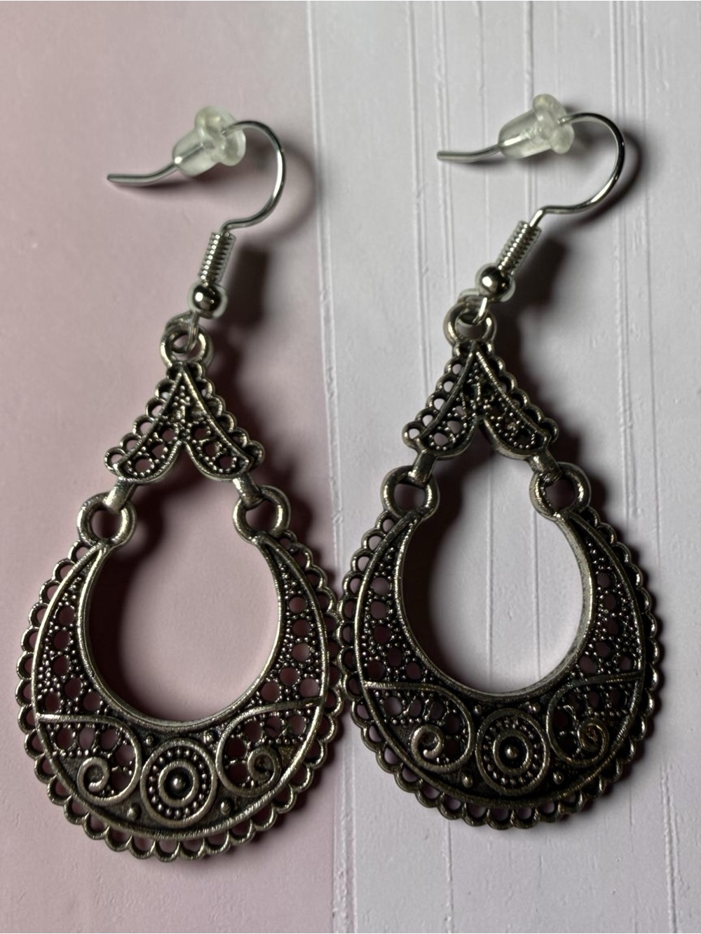 Boutique Filigree Teardrop Chandelier Earrings Boho Ornate Crescent Dropโ โ